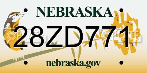 28ZD771 Nebraska License Plate