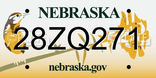 28ZQ271 Nebraska License Plate