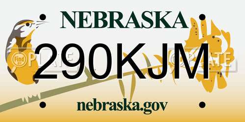 290KJM Nebraska License Plate