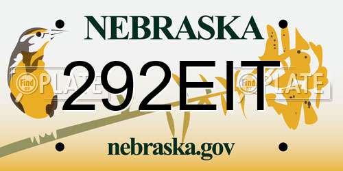 292EIT Nebraska License Plate