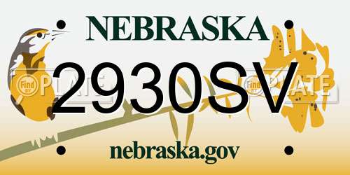 2930SV Nebraska License Plate