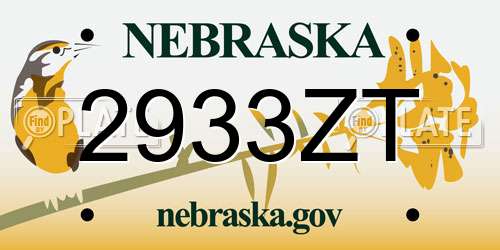 2933ZT Nebraska License Plate