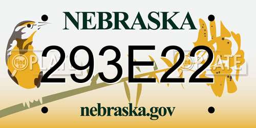 293E22 Nebraska License Plate