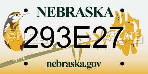 293E27 Nebraska License Plate
