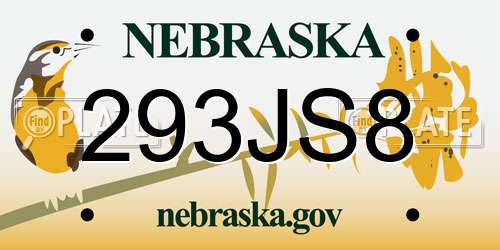 293JS8 Nebraska License Plate