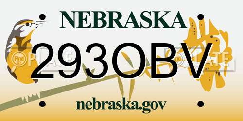 293OBV Nebraska License Plate