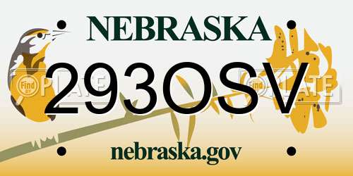 293OSV Nebraska License Plate