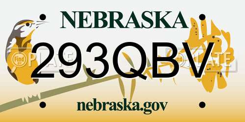 293QBV Nebraska License Plate