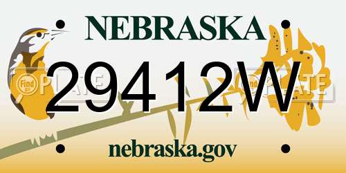 29412W Nebraska License Plate