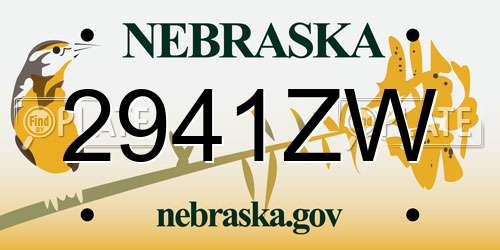2941ZW Nebraska License Plate