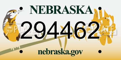 294462 Nebraska License Plate