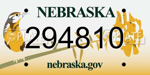 294810 Nebraska License Plate