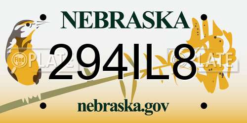 294IL8 Nebraska License Plate