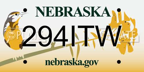 294ITW Nebraska License Plate