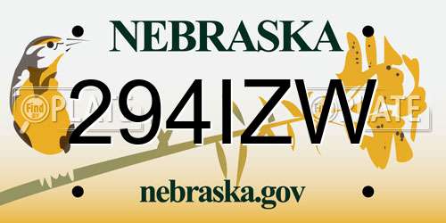 294IZW Nebraska License Plate