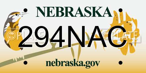 294NAC Nebraska License Plate