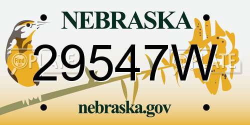 29547W Nebraska License Plate