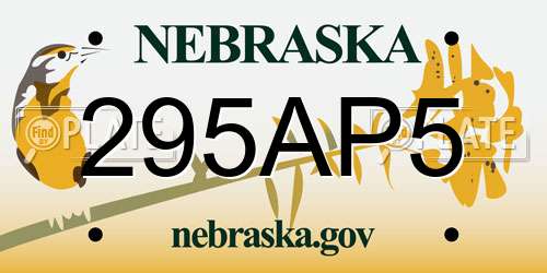 295AP5 Nebraska License Plate