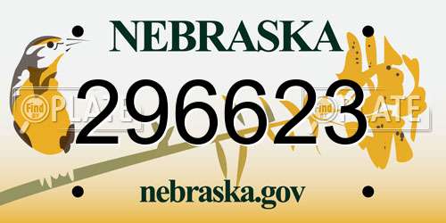296623 Nebraska License Plate