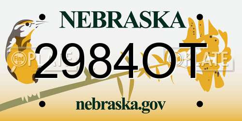2984OT Nebraska License Plate