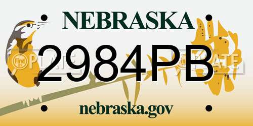 2984PB Nebraska License Plate