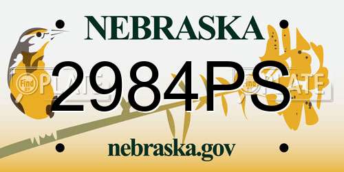 2984PS Nebraska License Plate