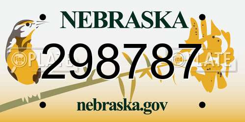 298787 Nebraska License Plate