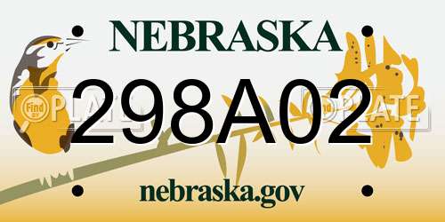 298A02 Nebraska License Plate