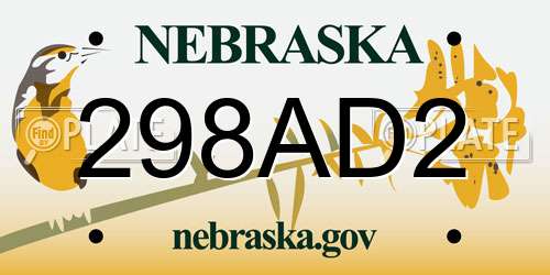298AD2 Nebraska License Plate