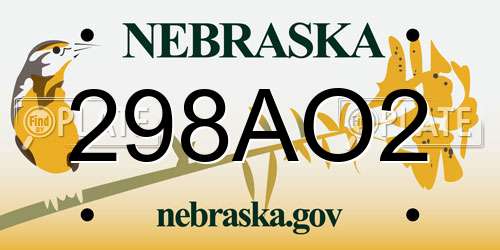 298AO2 Nebraska License Plate