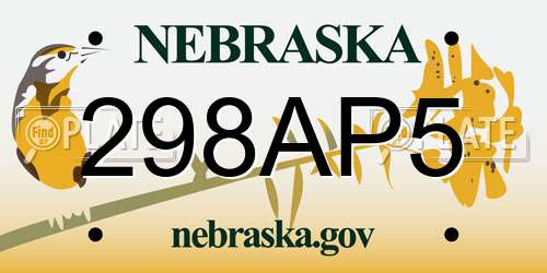 298AP5 Nebraska License Plate