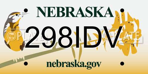 298IDV Nebraska License Plate