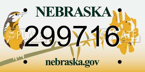 299716 Nebraska License Plate