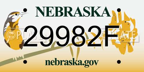 29982F Nebraska License Plate