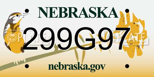 299G97 Nebraska License Plate