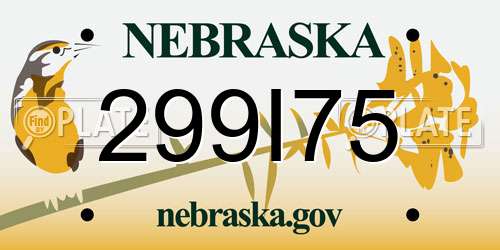 299I75 Nebraska License Plate