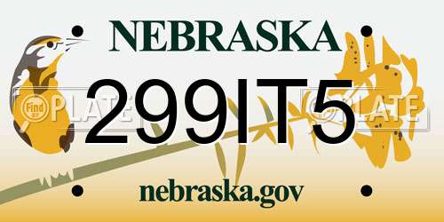 299IT5 Nebraska License Plate