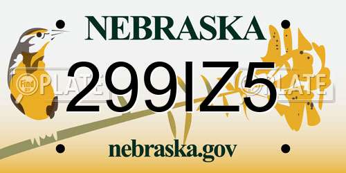 299IZ5 Nebraska License Plate