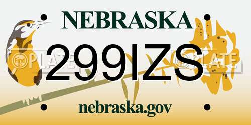 299IZS Nebraska License Plate