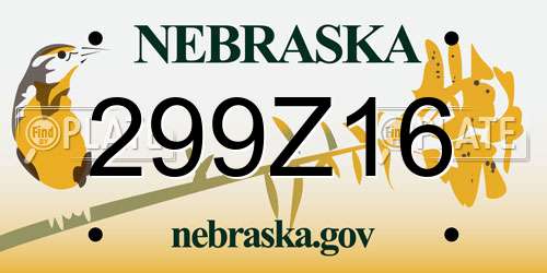 299Z16 Nebraska License Plate