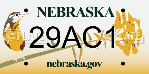 29AC1 Nebraska License Plate