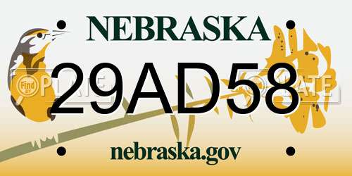 29AD58 Nebraska License Plate