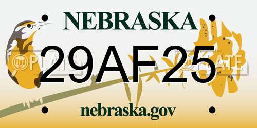 29AF25 Nebraska License Plate