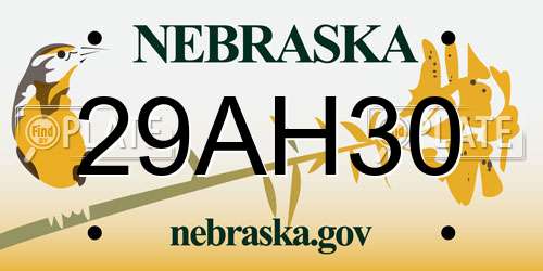 29AH30 Nebraska License Plate