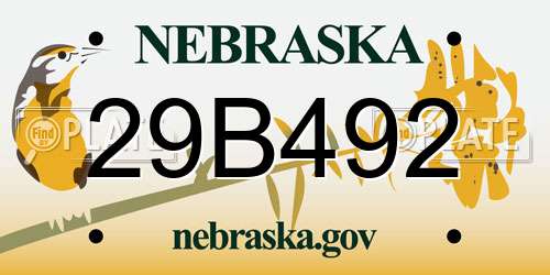 29B492 Nebraska License Plate