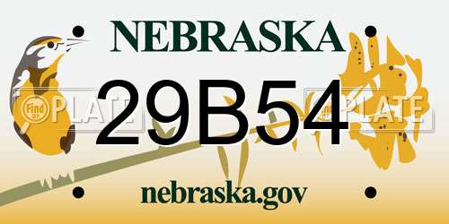 29B54 Nebraska License Plate