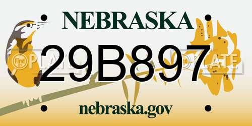 29B897 Nebraska License Plate