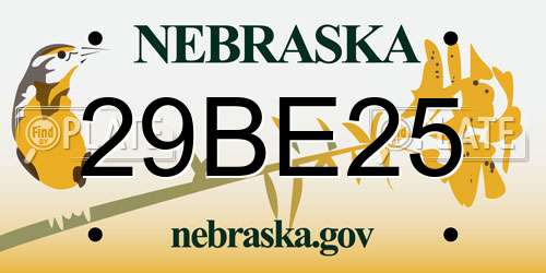 29BE25 Nebraska License Plate