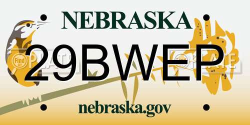 29BWEP Nebraska License Plate