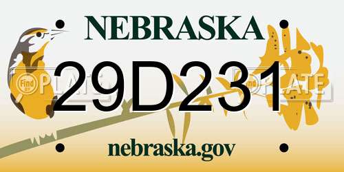 29D231 Nebraska License Plate